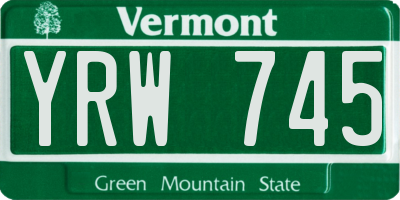 VT license plate YRW745