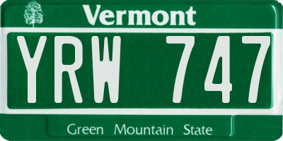 VT license plate YRW747