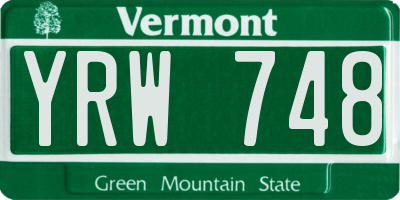 VT license plate YRW748