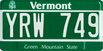 VT license plate YRW749