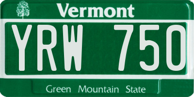 VT license plate YRW750