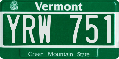 VT license plate YRW751