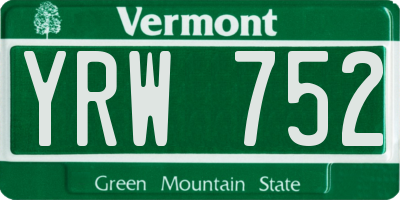 VT license plate YRW752