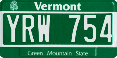 VT license plate YRW754