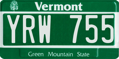 VT license plate YRW755