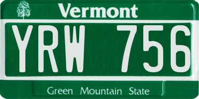 VT license plate YRW756