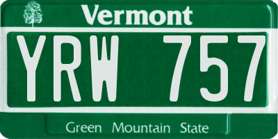 VT license plate YRW757