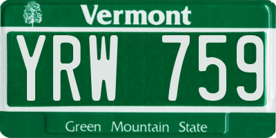 VT license plate YRW759