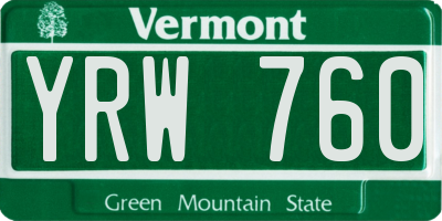 VT license plate YRW760