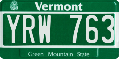 VT license plate YRW763