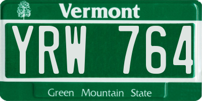 VT license plate YRW764