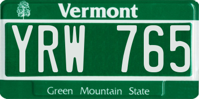 VT license plate YRW765