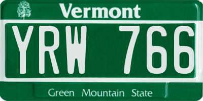 VT license plate YRW766