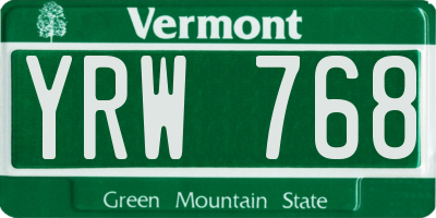 VT license plate YRW768
