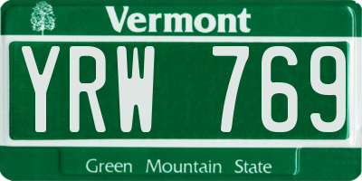 VT license plate YRW769