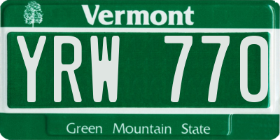 VT license plate YRW770