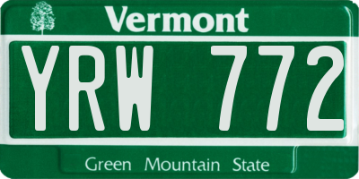 VT license plate YRW772