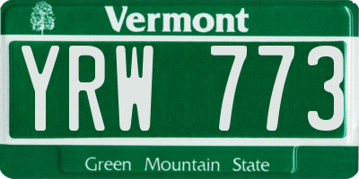 VT license plate YRW773