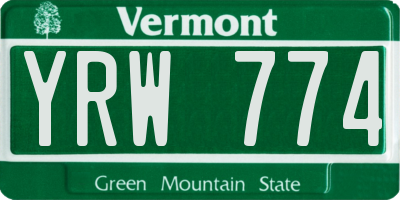 VT license plate YRW774