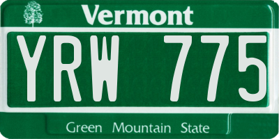VT license plate YRW775