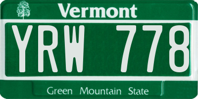 VT license plate YRW778