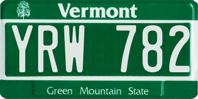 VT license plate YRW782
