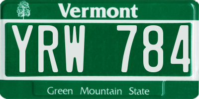 VT license plate YRW784