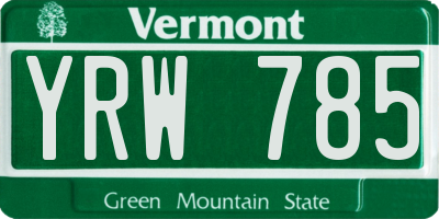VT license plate YRW785