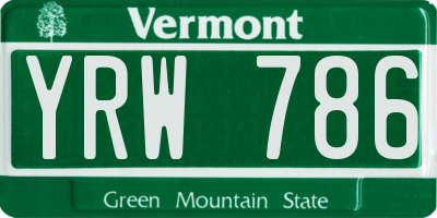VT license plate YRW786
