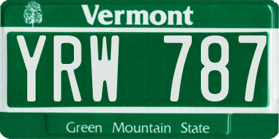 VT license plate YRW787