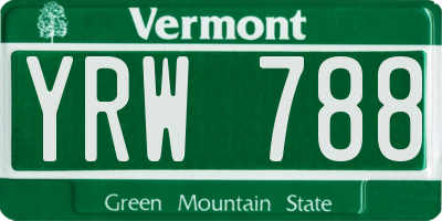 VT license plate YRW788