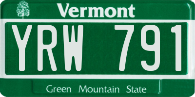 VT license plate YRW791