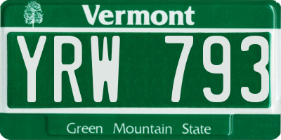 VT license plate YRW793