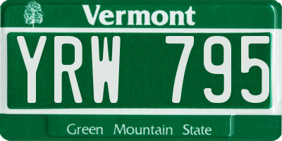 VT license plate YRW795