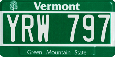 VT license plate YRW797