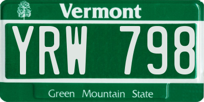 VT license plate YRW798
