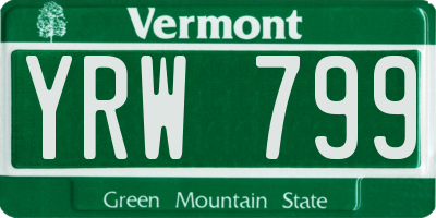 VT license plate YRW799