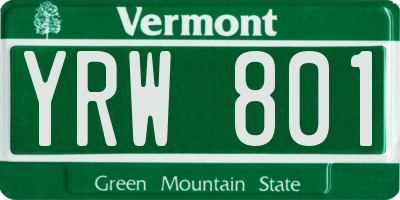 VT license plate YRW801