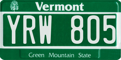 VT license plate YRW805