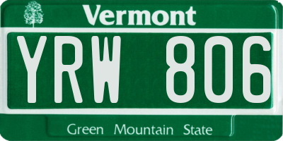 VT license plate YRW806