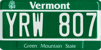 VT license plate YRW807