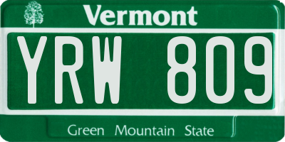 VT license plate YRW809