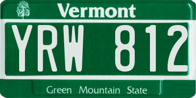 VT license plate YRW812