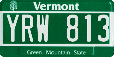 VT license plate YRW813
