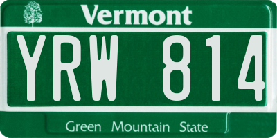 VT license plate YRW814