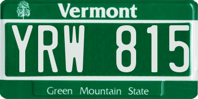VT license plate YRW815