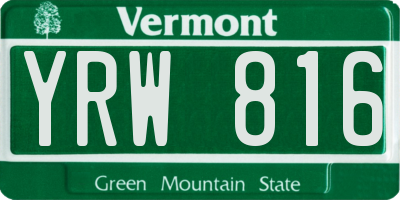 VT license plate YRW816