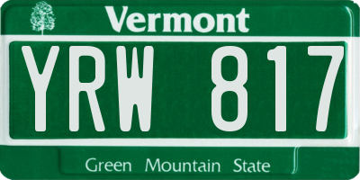VT license plate YRW817