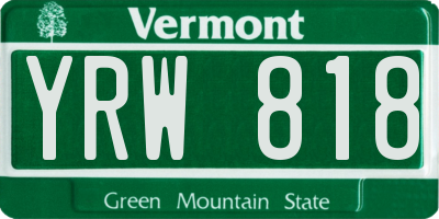 VT license plate YRW818
