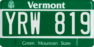 VT license plate YRW819